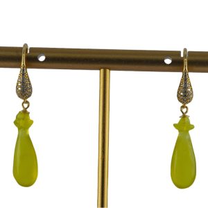 金色满镶水滴形平安瓶耳环