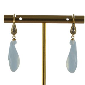 金色满镶水滴形玉兰花耳环