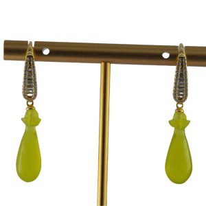 金色满镶水滴形平安瓶耳环