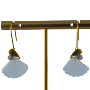 金银双色桃心形贝壳耳环