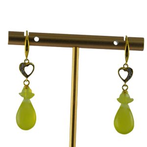 金色带孔桃心形平安瓶耳环