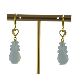 金色带孔桃心形如意瓶耳环