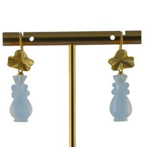 金色荷叶形如意瓶耳环