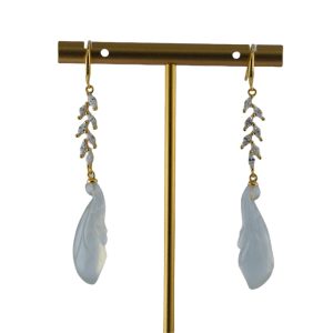 金色麦穗形玉兰花耳环