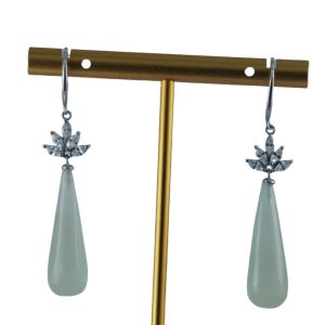 银色树冠形锥形水滴耳环