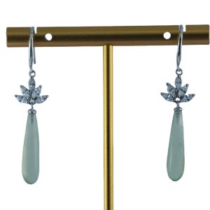 银色树冠形细长水滴耳环