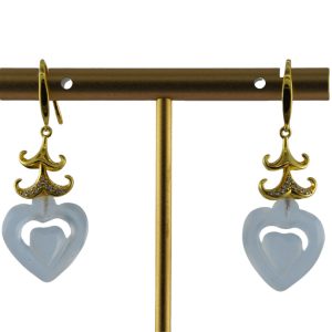 金色卷边帽子形桃心耳环