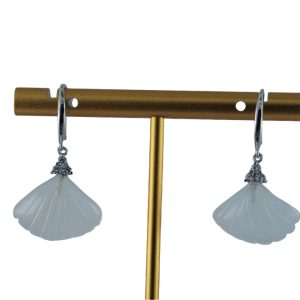 银色3颗水钻贝壳耳钩