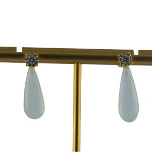 金色方点钻细长水滴耳钉