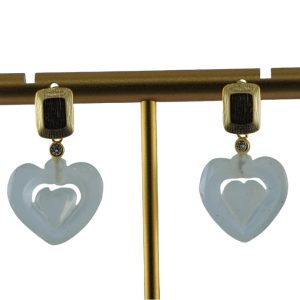 金色长方形桃心耳钉