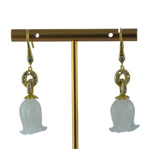 金色2连环形铃兰花耳钩