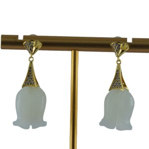 金色三角形铃兰花耳钉