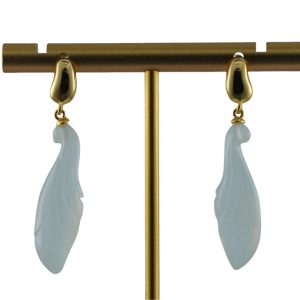 金色水滴形玉兰花耳钉