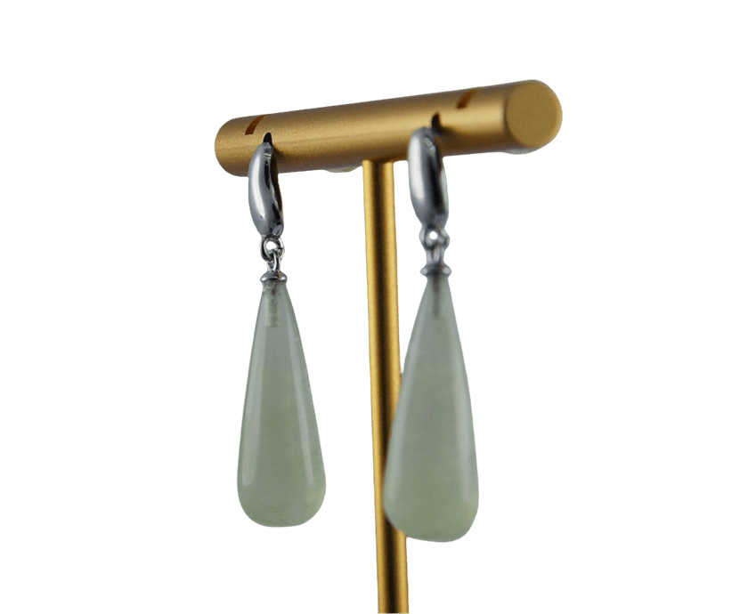 银色水滴形锥形水滴耳钉 - 图片 2