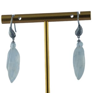 银色水滴形玉兰花耳钩