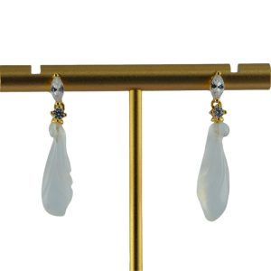 金色点钻玉兰花耳钉