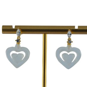 金色点钻桃心耳钉