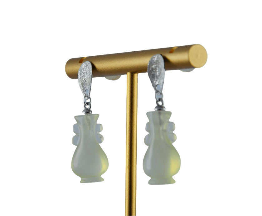 银色水滴形如意瓶耳钉 - 图片 2