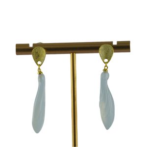 金色水滴形玉兰花耳钉