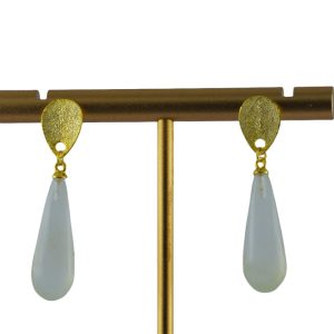 金色水滴形细长水滴耳钉