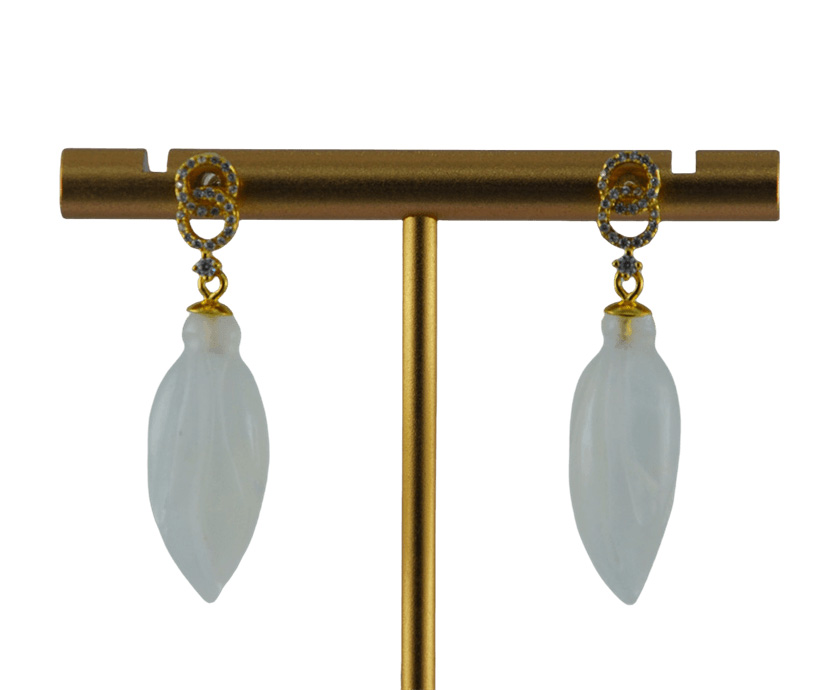 金色两连环玉兰花耳钉