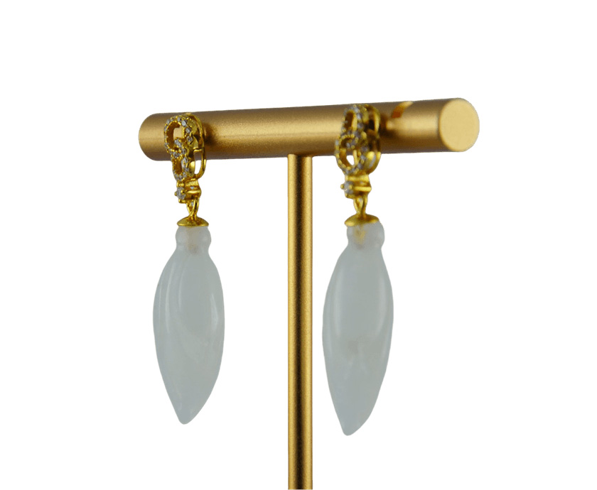 金色两连环玉兰花耳钉 - 图片 2