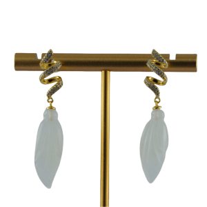 金色螺旋形玉兰花耳钉