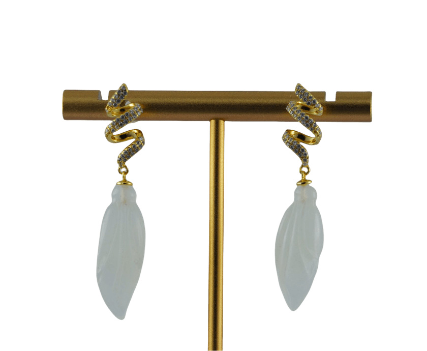 金色螺旋形玉兰花耳钉