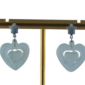 银色五角星形桃心耳钉