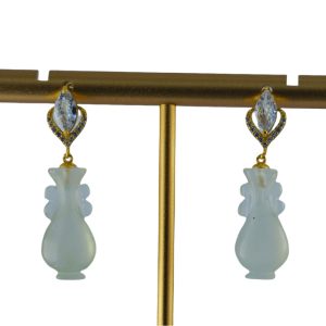 金色桃心形如意瓶耳钉