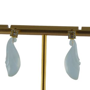 金色方形钻玉兰花耳钉