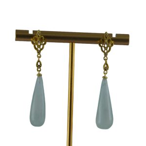 金色凤尾形锥形水滴耳钉