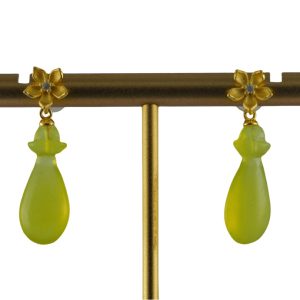 金色花朵形平安瓶耳钉