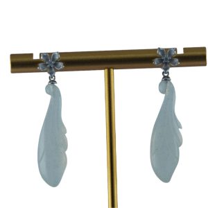 银色花朵形玉兰花耳钉