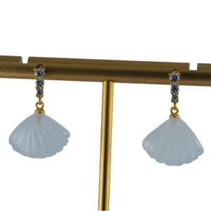 金色3颗竖形钻贝壳耳钉