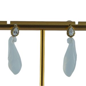 金色水滴形玉兰花耳钉