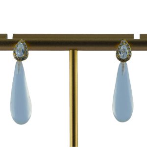 金色水滴形细长水滴耳钉