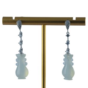 银色水滴形链如意瓶耳钉