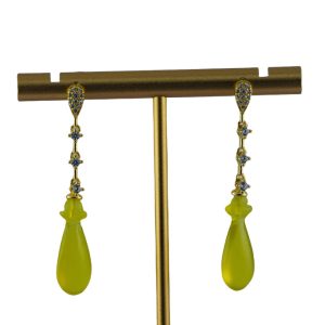 金色水滴形链平安瓶耳钉