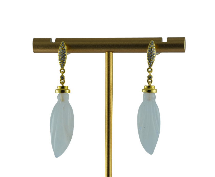 金色2层水滴形大玉兰花耳钉