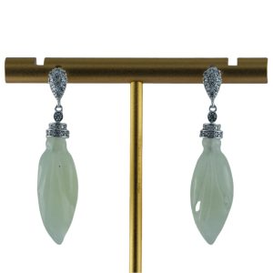 银色2层水滴形大玉兰花耳钉