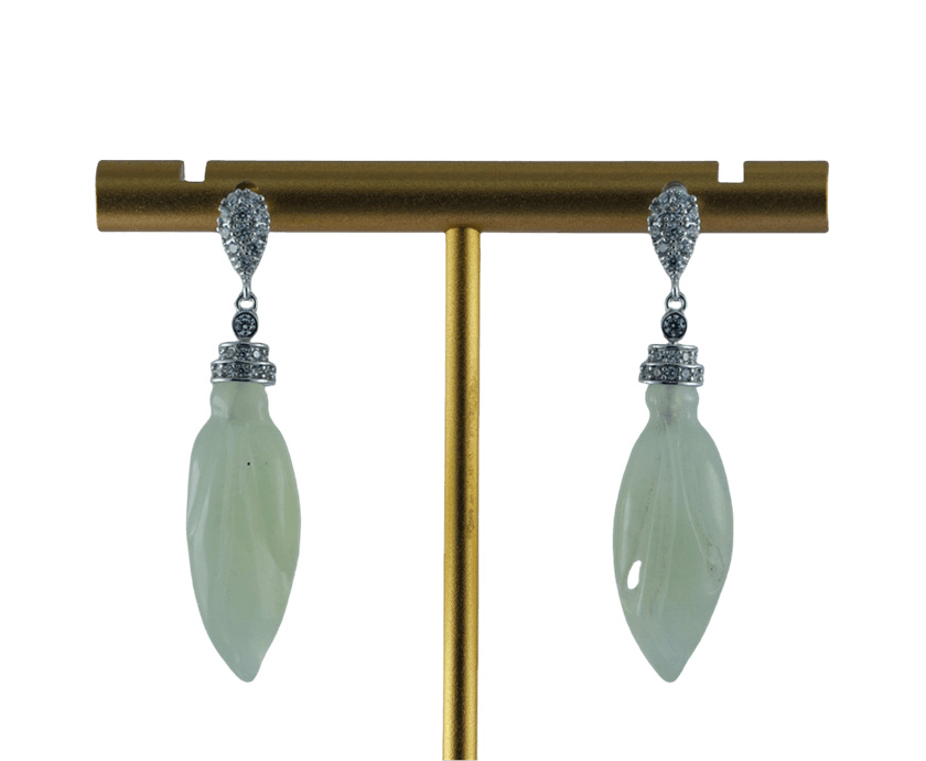 银色2层水滴形大玉兰花耳钉