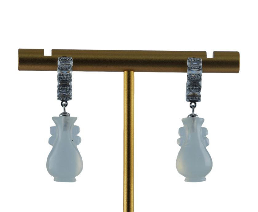 银色C形如意瓶耳钉