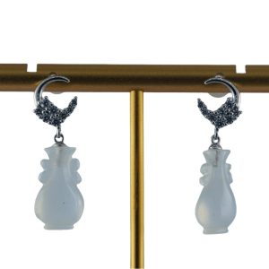 银色月亮星星如意瓶耳钉