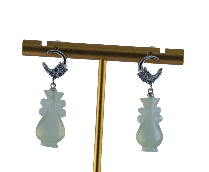 银色月亮星星如意瓶耳钉 - 图片 3