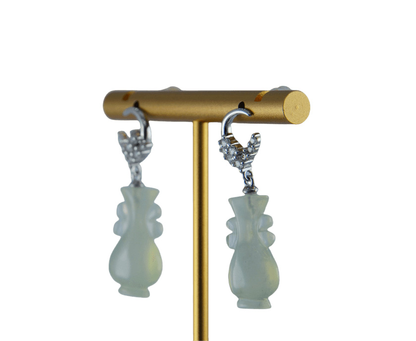 银色月亮星星如意瓶耳钉 - 图片 4