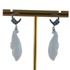 银色月亮星星玉兰花耳钉