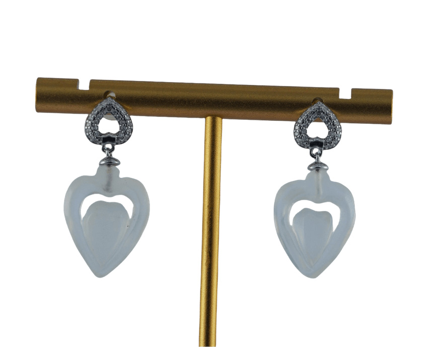 银色桃心形桃心耳钉 - 图片 3