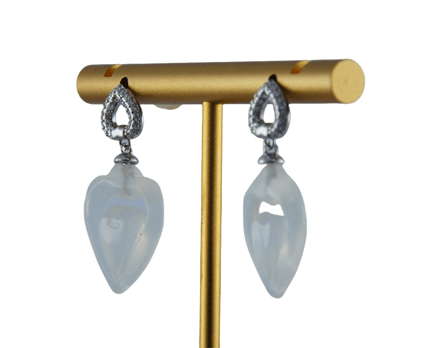 银色桃心形桃心耳钉 - 图片 2