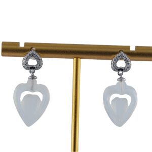 银色桃心形桃心耳钉